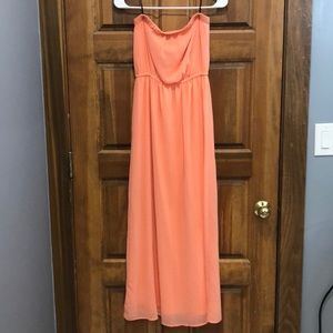 Coral strapless maxi